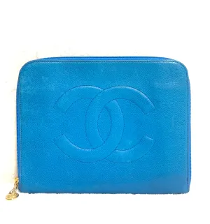 Vintage CHANEL blue caviar clutch bag, iPhone case, large wallet, cosmetic case pouch, mini bag. Best purse for daily use. 0506308