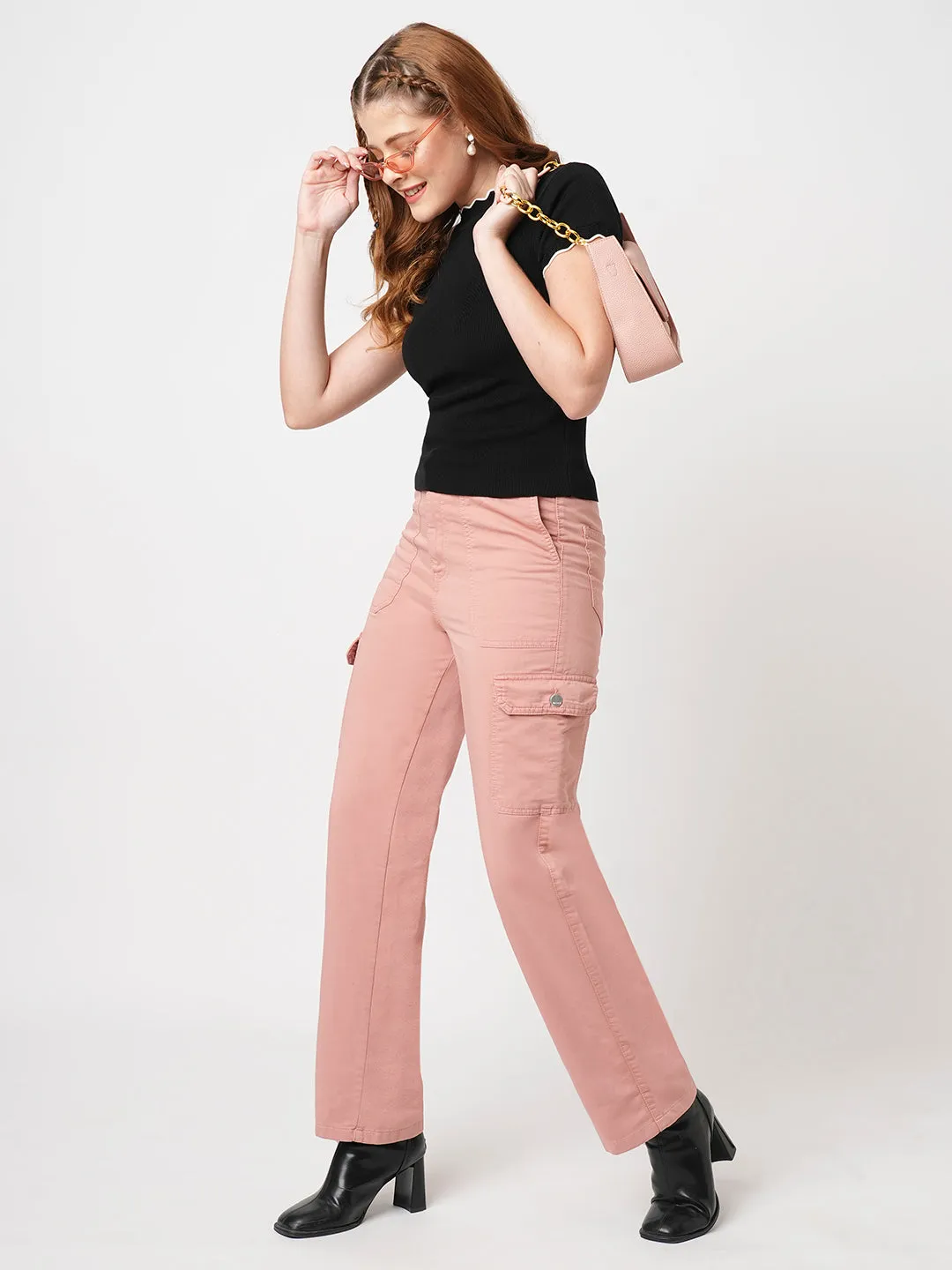 Women Slim Fit Black Flat Knit